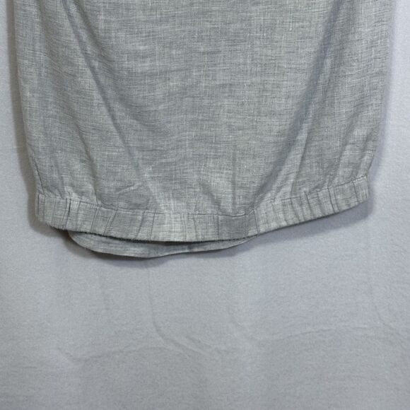 Koch Grey Linen Blend Boho Embroidered Trim Boxy Cap Sleeve Mini Dress Size XS - Picture 9 of 10